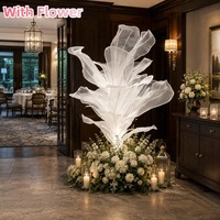 Ornamen Bunga Organza Ukuran Besar, Bunga Sutra Transparan Besar untuk Dekorasi Acara Komersial Luar Ruangan dan Dalam Ruangan