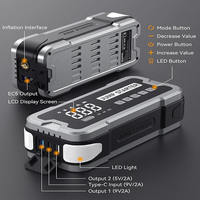 Portable 4 in 1 24000mAh Jump Starter Car Battery Power Bank Charger Lithium Battery Pack Tire Air Pump Inflator Black Gray