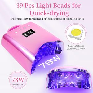 Rechargeable Plastic UV LED Nail <b>Lamp</b> Professional <b>Wireless</b> 78W Fast Curing Home Use Portable Nail Machine 39pcs Led Bulbs Auto - Product Image 5