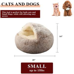 Kat Bed Ronde Zachte Pluche Gravende Cave Hooded Kat Bed Donut Voor Honden & Katten, faux Fur Cuddler Ronde Comfortabele - Product Image 2