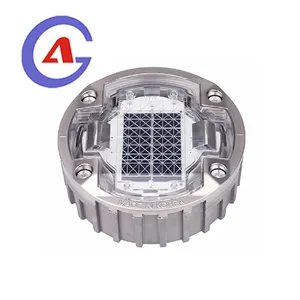 Luz led intermitente de aluminio IP68, 6 luces led incrustadas, señal de pavimento iluminado, luz solar de cruce de cebra