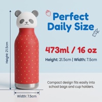 Bouteille d'eau isotherme en acier inoxydable à double paroi avec couvercle en silicone motif panda, idéale pour l'école - Vente en gros
