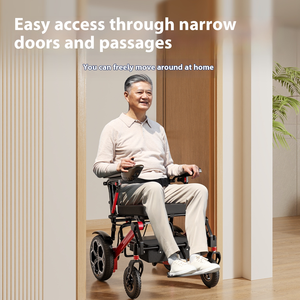 Kursi roda lipat untuk orang cacat, kursi roda portabel Remote Control ringan bermotor - Product Image 5