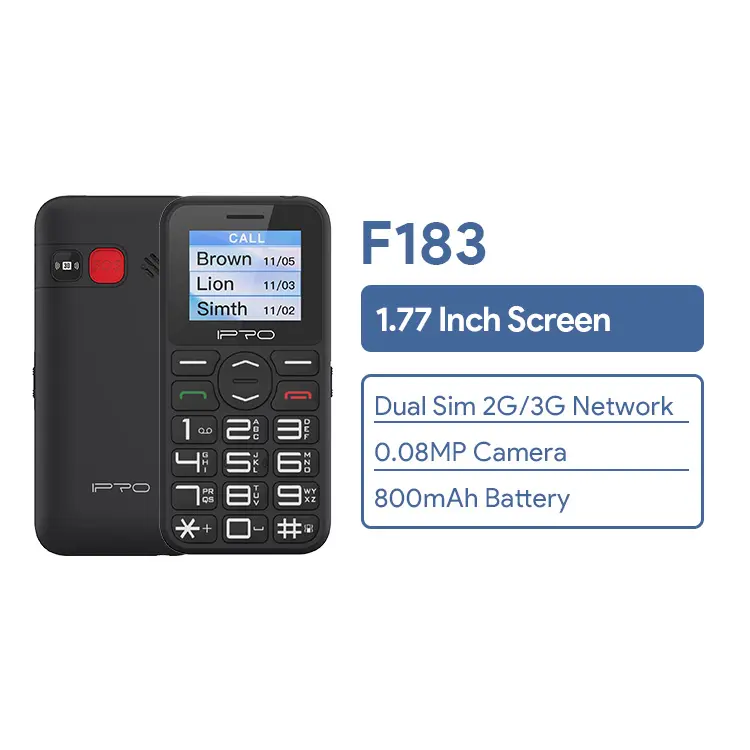 IPRO F1831.77 polegadas tela dual card Gsm telefone móvel 800mAh grande botão Sos para o telefone móvel idoso