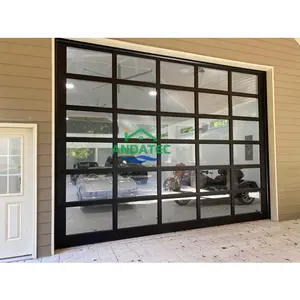 Алюминиевая рама, автоматические матовые закаленные стеклянные панели черного цвета для гаражных дверей, цены