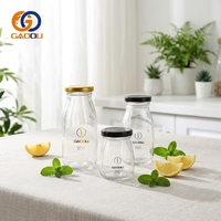 Botol Jus Kaca Bening 150ml 250ml 500ml 1L, Botol Susu Kaca dengan Tutup Logam, Cetak Sesuai Pesanan, Banyak Ukuran Tersedia