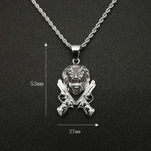 Yunnique – collier avec pendentif tête de Lion en acier inoxydable pour hommes, bijoux Hip Hop, accessoire de fête - Product Image 5