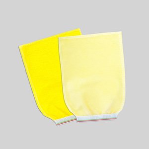 Bath Gloves Single Sided Yellow Polyester Exfoliating Tool For <b>Back</b> <b>Scrubbing</b> Shower Use - Product Image 4