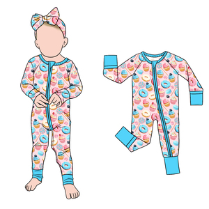 Romper Bayi Bambu Berkualitas Tinggi, Nyaman, Motif Dessert Manis, Resleting, Bernapas, dari Little Glow Kids - Product Image 1