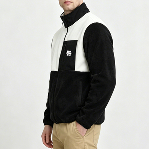 Wholesale Windproof Full <b>Zip</b> Sweatshirt Pullover Custom Embroidery Logo Design Casual Color Block Men's Polar Fleece <b>Jacket</b> - Product Image 3