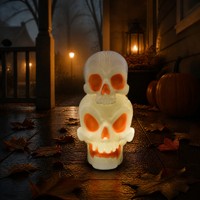 Lampe de nuit LED empilable en forme de crâne de 22,6 pouces - Décoration d'Halloween moulée par soufflage conforme aux normes ASTM F963 et CPSIA pour fête en intérieur/extérieur ou sur porche