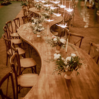 Table de salle à manger en pin massif de 183*91 cm (6 pieds) pour événements, tables pliantes serpentin en forme de S pour mariage