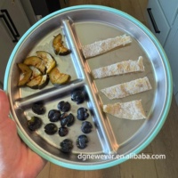 Assiettes pour enfants en acier inoxydable 304 avec accessoires de sevrage en silicone amovibles, ensemble d'alimentation pour bébé, assiette à ventouse divisée