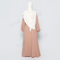 Abaya personnalisée couleur abricot pour femme, manches ballon, volants latéraux, texture froissée, robe longue modeste, tenue musulmane, Ramadan, Aïd