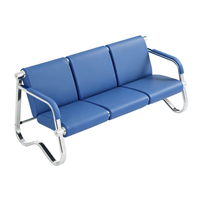 Banc de salle d'attente d'aéroport en cuir vert pas cher, 3 places, canapé d'attente pour salon, banc de salle d'attente pour clients