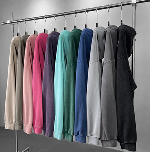 2025 nouveau Style hommes coton lourd surdimensionné Streetwear <span class=keywords><strong>pull</strong></span> à capuche et sweats lavage à l'acide Vintage <span class=keywords><strong>pull</strong></span> à capuche sans ficelle - Product Image 3