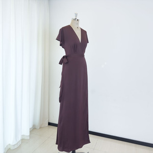 Abbigliamento per adolescenti firmato abito nero avvolgente personalizzato da donna abiti da sera con maniche <span class=keywords><strong>vestaglia</strong></span> per damigella d'onore - Product Image 1