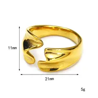 Bague large chic en acier inoxydable plaqué or, design ondulé irrégulier ouvert, polie, bijou minimaliste tendance pour femme, à porter au quotidien