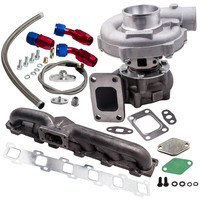 Turbocharger T4 T04E A/R 0.57 Baru, Berpendingin Oli dengan Saluran Oli & Manifold untuk Nissan Patrol Y60/Y61 500HP