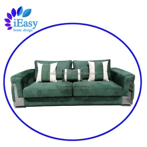 iEasy China supplier durable silver metal leg velvet fabric comfortable sofa furniture living room sofa couch living room sofa