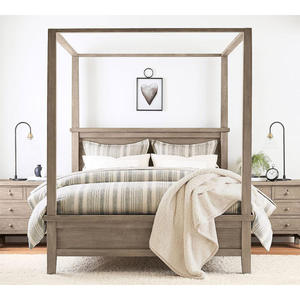 Juego de Muebles de Dormitorio King Size, Cama con Dosel de Madera, Estilo Francés de Alta Calidad, Lujoso y Antiguo, 1 Pieza, Panel Moderno - Product Image 1