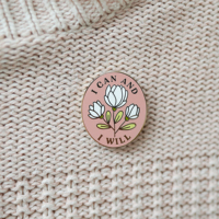 Posso e io voglio ispiratore distintivo citazione spille accessori artigianali in metallo personalizzato rosa floreale duro smalto Pin fiore