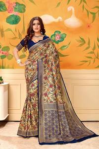 Última nueva llegada Banarasi Sari de seda suave con blusa sin costuras precio más bajo multicolor hermoso para ropa femenina India - Product Image 4