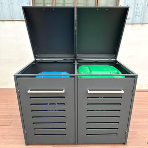 <span class=keywords><strong>Poubelle</strong></span> d'extérieur en acier galvanisé, seau <span class=keywords><strong>de</strong></span> rangement sur pied avec couvercle pliable, <span class=keywords><strong>poubelle</strong></span> à roulettes en métal pour usage industriel - Product Image 6