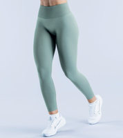 Leggings de yoga pour femmes à taille élastique, couleur unie, brossés, longueur mollet, taille haute, coupe ajustée, séchage rapide, pour la course et le fitness en extérieur
