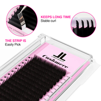 Plateau d'extensions de cils en cachemire en gros avec logo personnalisé, bande de cheveux synthétiques à longueur personnalisable 0.02, volume complet végétalien OEM/ODM