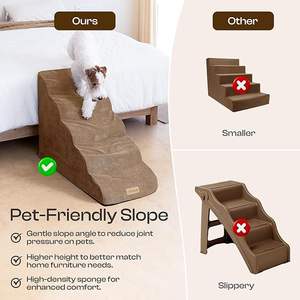 <span class=keywords><strong>Rampe</strong></span> d'escalier pour chien pour lit et canapé jusqu'à 17 '', marches en mousse inclinées à 3 marches pour animaux de compagnie pour monter sur le canapé, échelle pour chiot avec housse lavable - Product Image 3