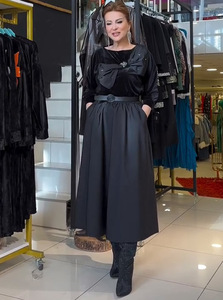Herfst Nieuwe Europese En Elegante Strik Kanarie Top Halve Rok Tweedelige Set - Product Image 2