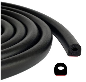 Self-<strong>Adhesive</strong> D <strong>Shape</strong> EPDM <strong>Foam</strong> Rubber <strong>Seal</strong> - Ideal for Boats, Autos, RVs, Marine, Garage Doors &amp; Windows - Product Image 1
