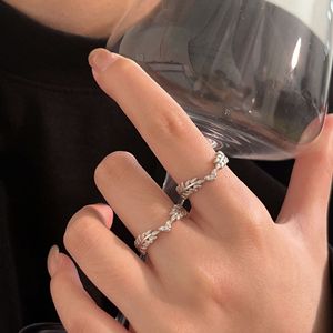 Anillo de Plata de Ley S925 Yinruitai con Diseño de Espiga de Trigo para Mujer, Anillo Abierto con Engaste Pavé, Joyería de Regalo - Product Image 1