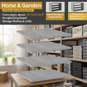 Tableros de Madera Sintética Color Gris Concreto para Estanterías, 15.7x15.7x0.6 Pulgadas, Juego de 4 Piezas, Estantes de Almacenamiento, Organización del Hogar - Product Image 2