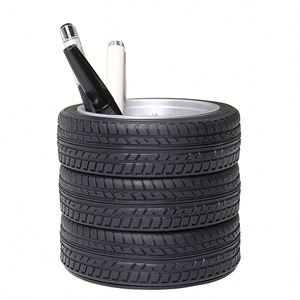 Porte-stylos en plastique noir en forme de pneu de voiture, imprimé sérigraphié, design créatif, cadeaux promotionnels en gros - Product Image 3