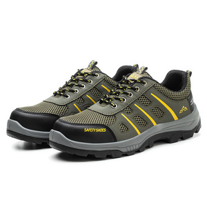 Safety Shoes Steel Toe Anti-Slip Anti-Puncture Men's Work Hiking Shoes Military Green Low Top Casual Protective Footwear - Product Image 1