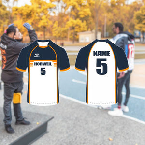 دائم صفار الرقبة الرجبي جيرسي مع أكمام قصيرة ميزات تنفس بالتسام أوم تصميم قابل للتخصيص أحدث ارتداء الرجبي - Product Image 5