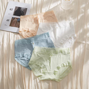 Ropa Interior de Punto Sólido de Seda Helada para Mujer y Niña, de Tiro Medio, Delgada, Transpirable, Antibacteriana, de Venta Caliente para Uso Diario - Product Image 2