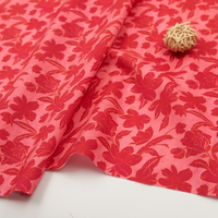 Supplier Kain Katun Cetak Bunga Mawar Merah dari Cina, Kain Katun Bermotif Bunga untuk Gaun & Blus