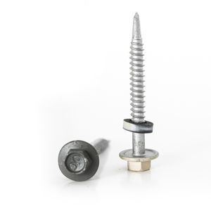 Tornillo Autoperforante de Cabeza Hexagonal de Acero al Carbono con Arandela EPDM, Rosca Gruesa en Pulgadas, Galvanizado para Paneles Metálicos, Impermeable y Antioxidante - Product Image 1