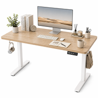 Bureau debout électrique intelligent, moderne, durable et ergonomique, réglable en hauteur, 40x24 pouces, pour bureau à domicile, avec 2 crochets, en érable