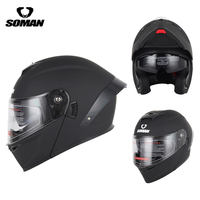 Casques de moto intégraux VIP Somoan SM970 avec éclairage LED rabattable, état neuf, ABS, déverrouillage rapide pour le cyclisme et la moto