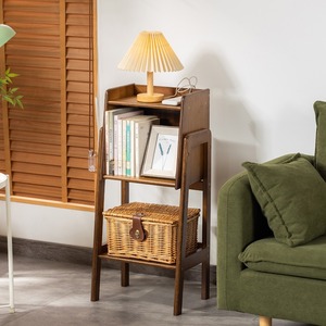 Estantería combinada Zhumei Residence, color nogal, estantería de almacenamiento para sala de estar o dormitorio, librero pequeño con respaldo - Product Image 3