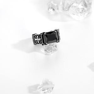 VAF عصري أسود/أحمر 3A ترصيع الزركون عبر خاتم الرجال SS Anillo De ombre Con Cruz Incrustada De Zircon 3A نيغرو/روجو - Product Image 3