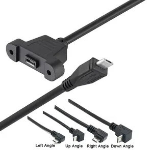 Custom Screw Locking Male to Female Extension Panel Mount Micro USB Cable