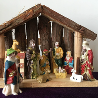 Cadeaux de Noël Creative Maison En Bois Manger Ornement De Naissance Salle D'étude Décoration Résine Artisanat