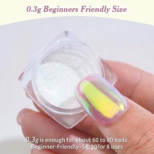 Poudre à ongles chromée 0,3 g, poudres irisées pour ongles, pigment de manucure en poudre gel mica (aurora, 0,3 g) - Product Image 2