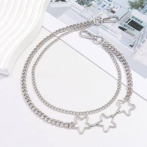 Cadena de cintura de doble capa con diseño de estrella de hip hop, de aleación de zinc, para fiestas, unisex. - Product Image 2