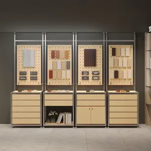 Armário Expositor de Perfil de Alumínio e Painel de Bétula, Móvel Comercial Simples e Moderno com Gavetas e Prateleiras - Product Image 1